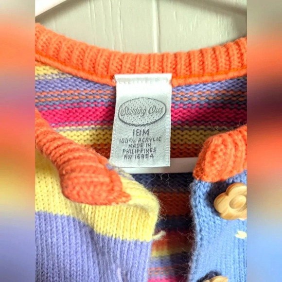 Starting Out Cardigan in Multicolor 18mo Patchwork Knit Stripe‎ Vintage - Picture 3 of 5